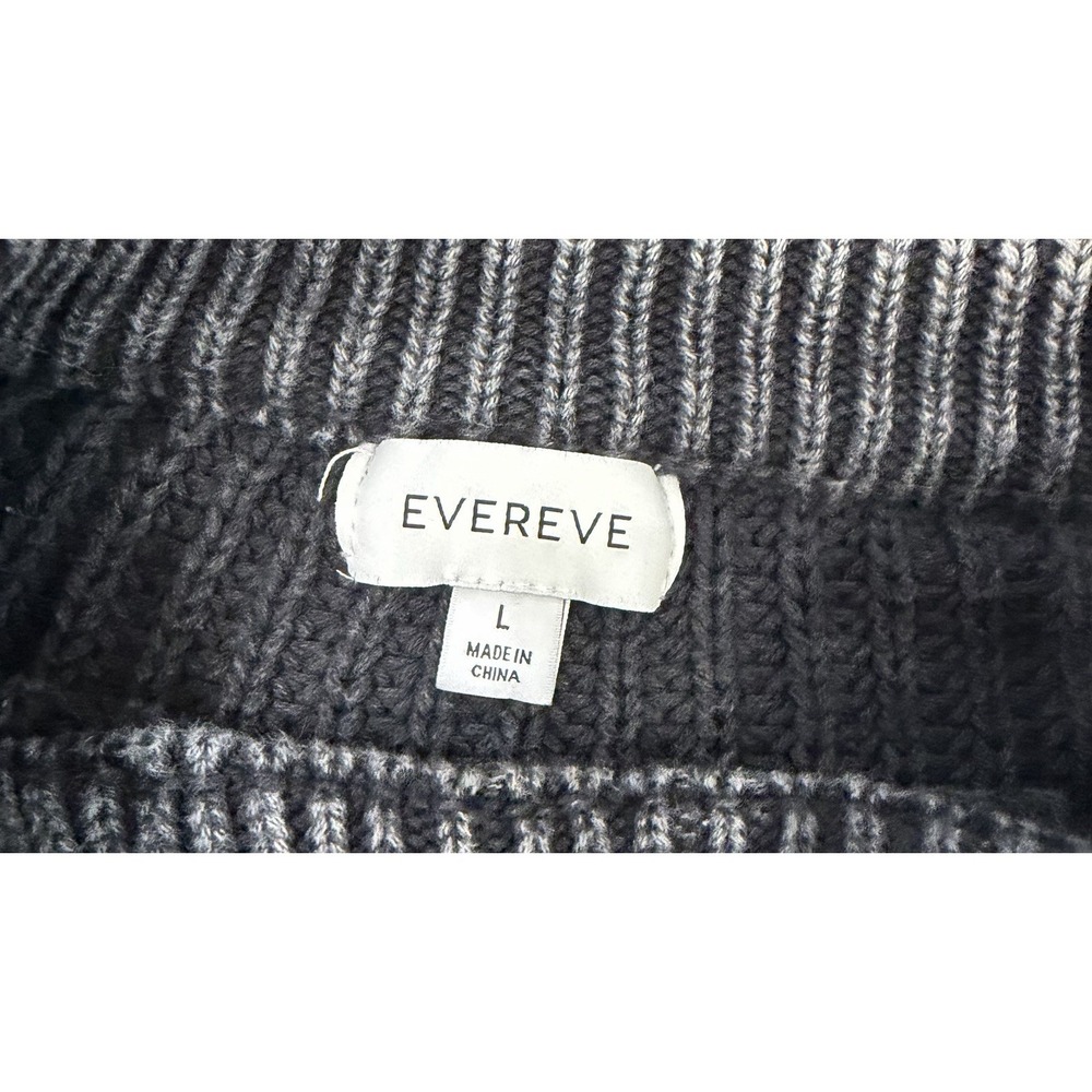 Evereve Gray Cable Knit Pullover Women's Sweater Shoulder Ruffle Large - Picture 3 of 5